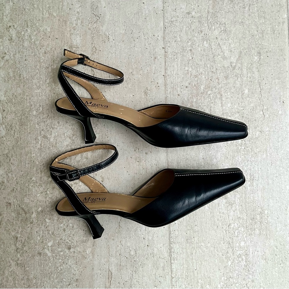 Mayfair Black Ankle Strap Heels